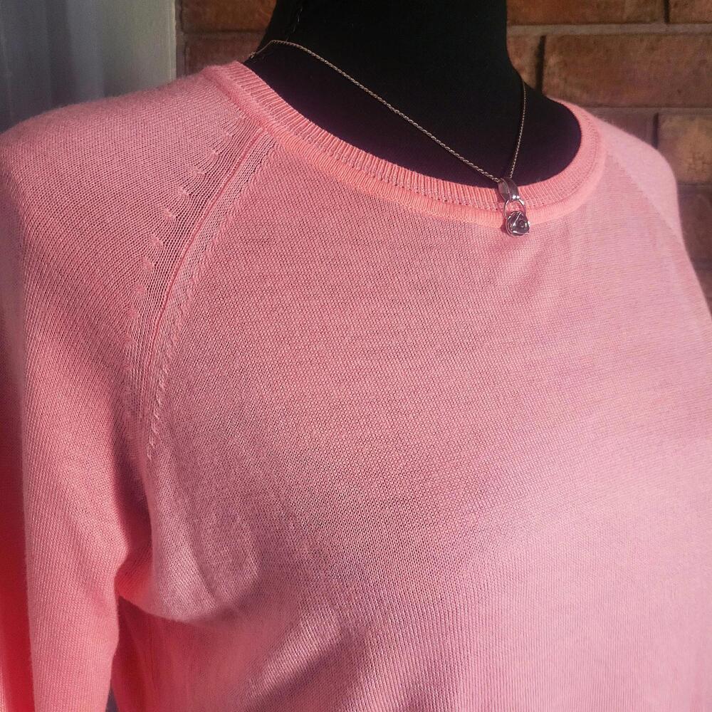 Zara Women's Basic Long Sleeve Sweater Peach/Pink Round Neck Side Slit - Size S - Picture 3 of 9